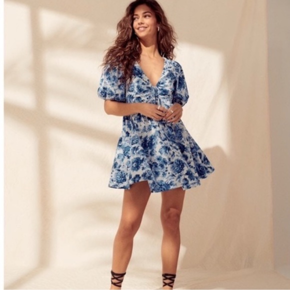 Abercrombie & Fitch Blue Floral Mini Dress - Picture 3 of 5